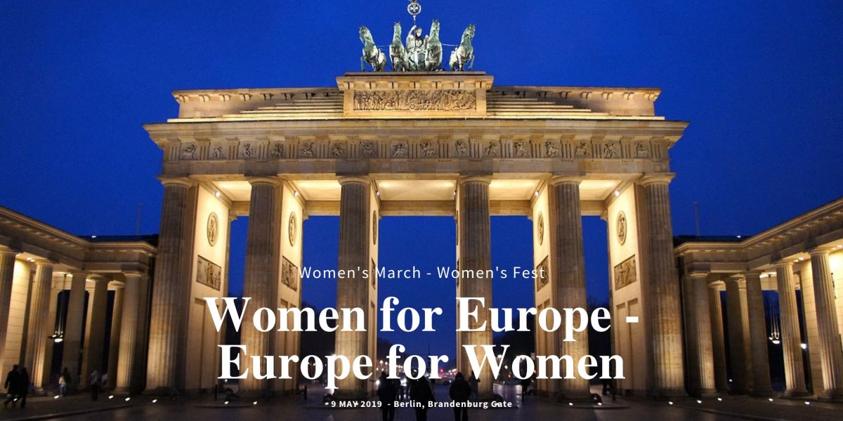 Poster per l'evento intitolato "Women for Europe – Europe for Women"