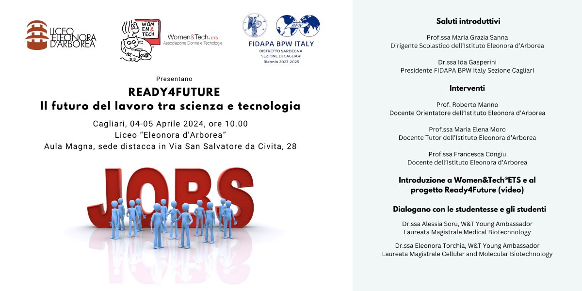 Poster per l'evento intitolato "Ready4Future - Il futuro del lavoro tra scienza e tecnologia"