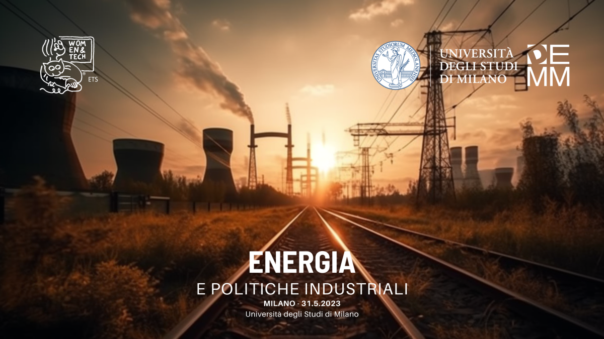 Poster per l'evento intitolato "Energia e politiche industriali"