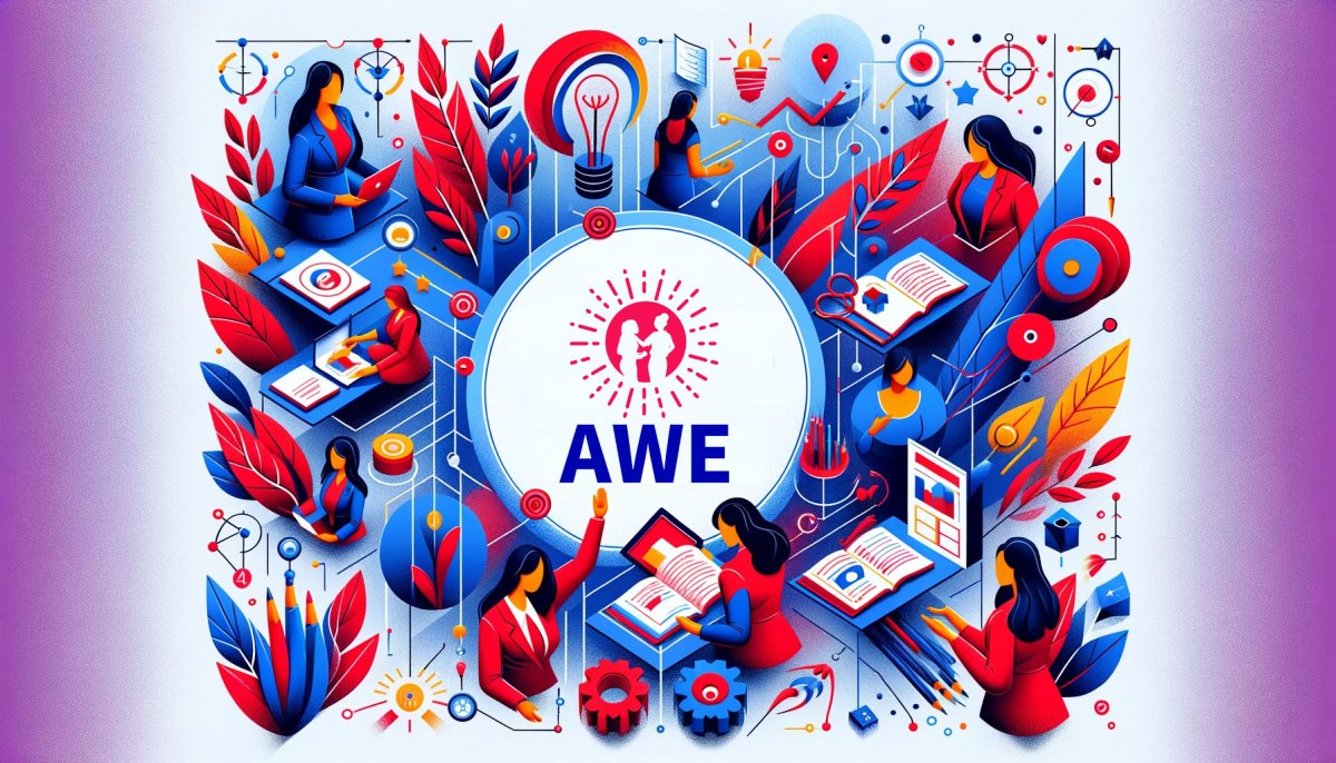 Poster per l'evento intitolato "AWE - Academy For Women Entrepreneurs"