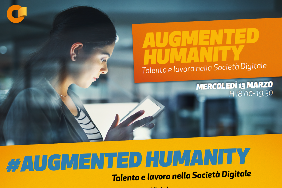 Poster per l'evento intitolato "Augmented Humanity"