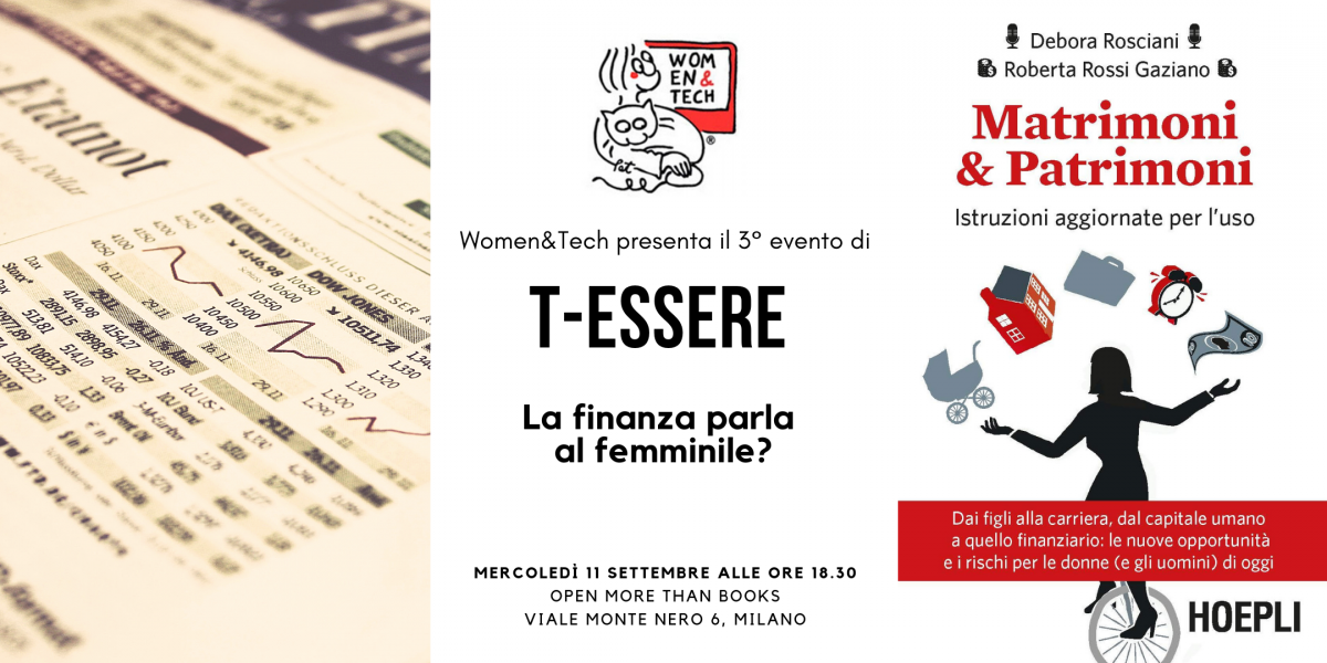 Poster per l'evento intitolato "T-Essere: la finanza parla al femminile?"